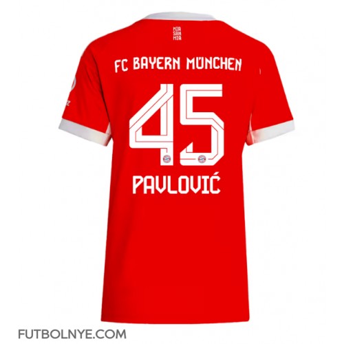 Camiseta Bayern Munich Aleksandar Pavlovic #45 Primera Equipación para mujer 2025-26 manga corta